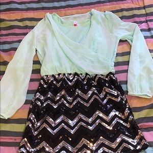 Super fun chevron and teal party dress